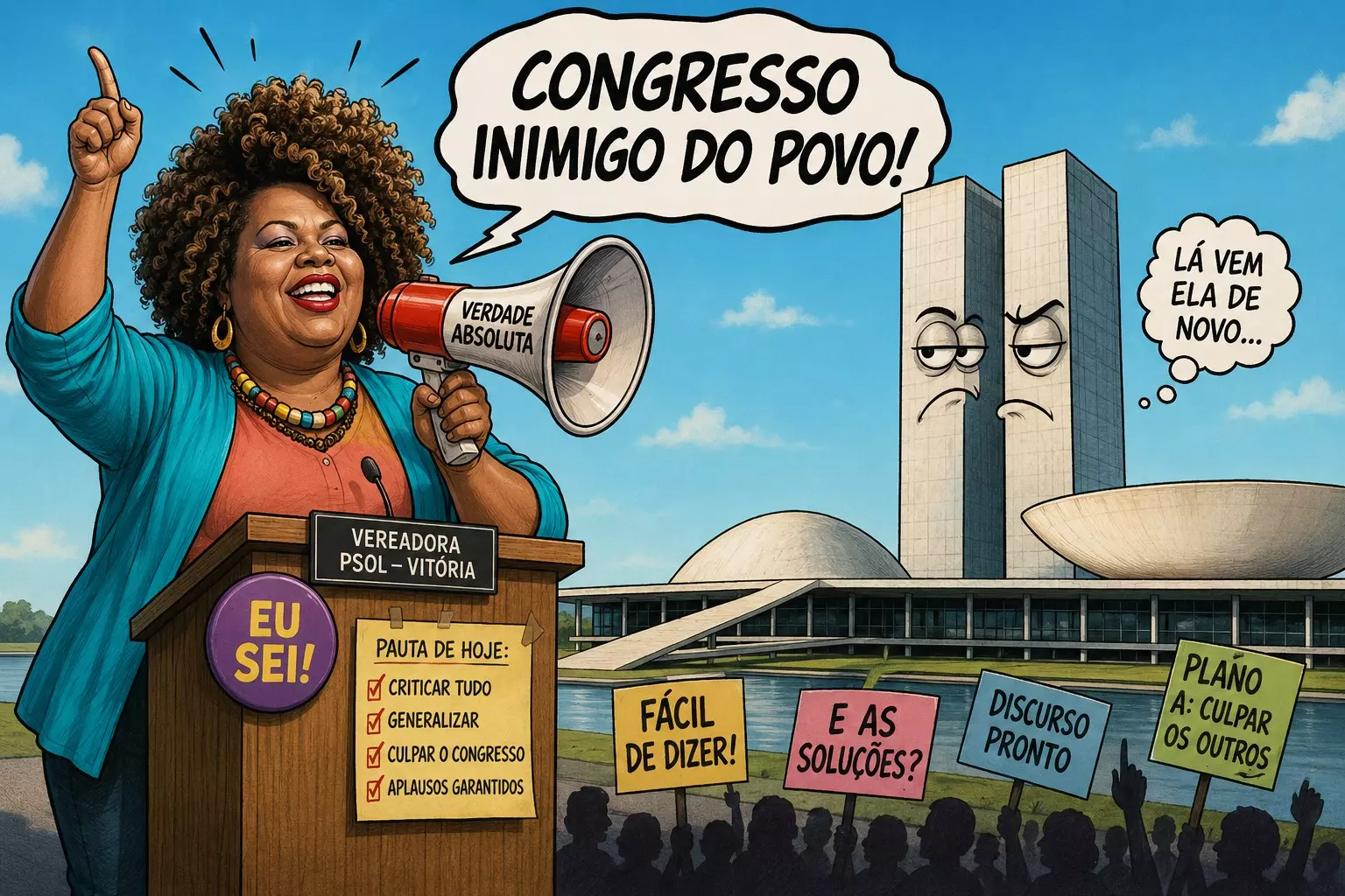 Vereadora do PSOL em Vitória reage ao Direita ES News e volta a atacar o Congresso Nacional